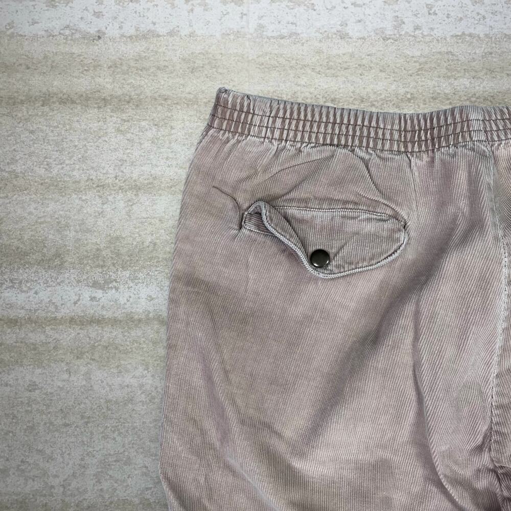 Vintage Y2K Corduroy Pants 36x30 Baggy Fit Wheat Tan Flat Front Trousers Elastic - Picture 3 of 4